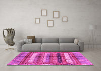 Machine Washable Abstract Pink Modern Rug, wshabs3760pnk