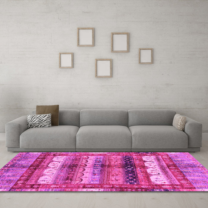 Machine Washable Abstract Pink Modern Rug in a Living Room, wshabs3760pnk