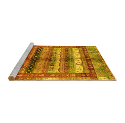 Sideview of Machine Washable Abstract Yellow Modern Rug, wshabs3760yw
