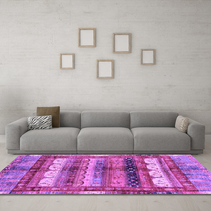 Machine Washable Abstract Purple Modern Area Rugs in a Living Room, wshabs3760pur