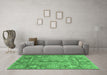 Machine Washable Oriental Emerald Green Traditional Area Rugs in a Living Room,, wshabs3761emgrn