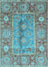 Machine Washable Oriental Light Blue Traditional Rug, wshabs3761lblu