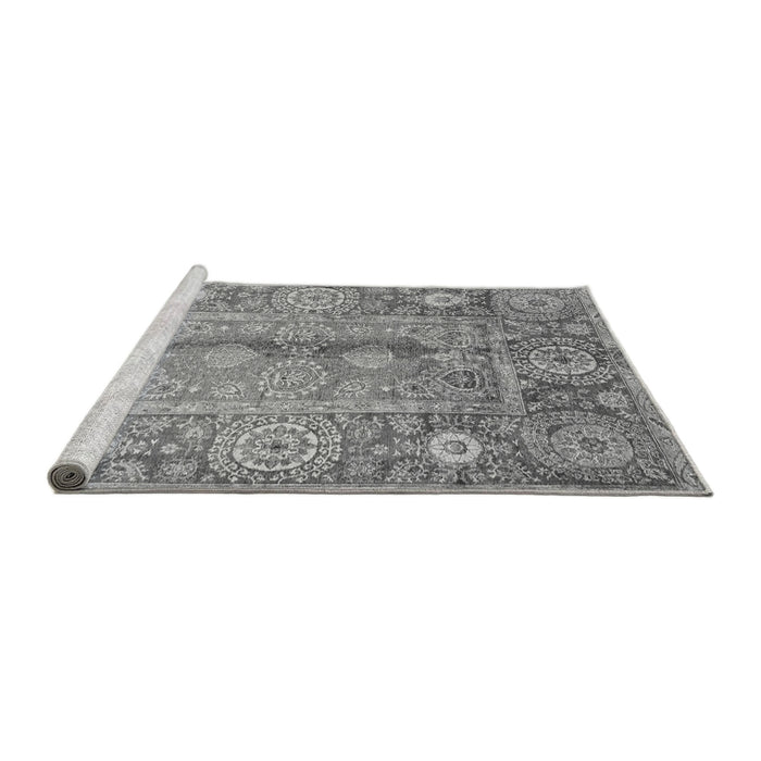 Sideview of Machine Washable Oriental Gray Traditional Rug, wshabs3761gry