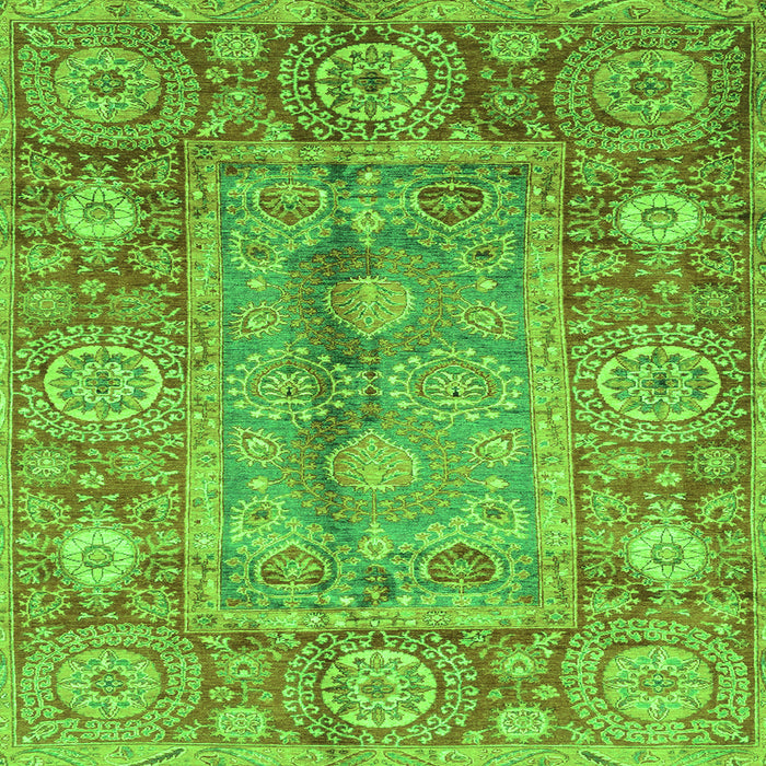 Square Machine Washable Oriental Green Traditional Area Rugs, wshabs3761grn