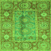 Square Machine Washable Oriental Green Traditional Area Rugs, wshabs3761grn