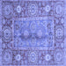 Square Machine Washable Oriental Blue Traditional Rug, wshabs3761blu