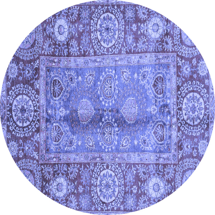 Round Oriental Blue Traditional Rug, abs3761blu