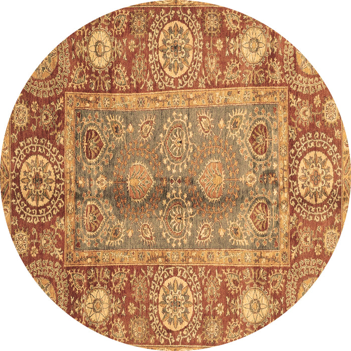Round Machine Washable Oriental Brown Traditional Rug, wshabs3761brn