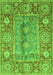 Machine Washable Oriental Green Traditional Area Rugs, wshabs3761grn