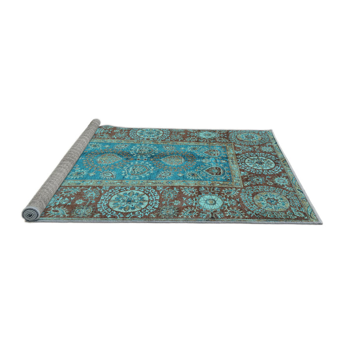 Sideview of Machine Washable Oriental Light Blue Traditional Rug, wshabs3761lblu