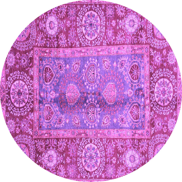 Round Machine Washable Oriental Purple Traditional Area Rugs, wshabs3761pur