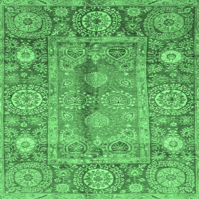 Square Oriental Emerald Green Traditional Rug, abs3761emgrn