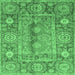 Square Oriental Emerald Green Traditional Rug, abs3761emgrn