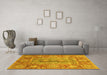 Machine Washable Oriental Yellow Traditional Rug in a Living Room, wshabs3761yw