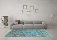 Machine Washable Oriental Light Blue Traditional Rug, wshabs3761lblu