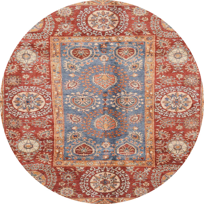 Round Abstract Brown Oriental Rug, abs3761