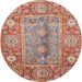 Round Abstract Brown Oriental Rug, abs3761