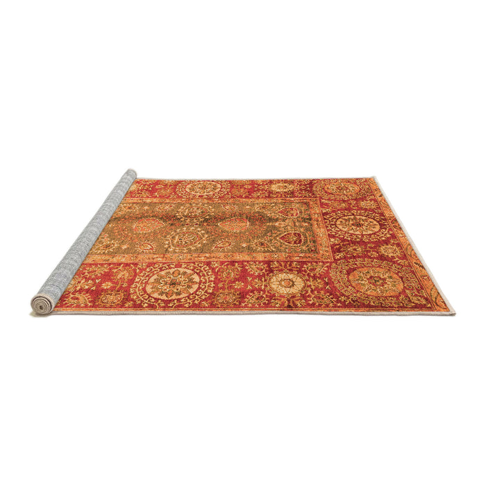 Sideview of Machine Washable Oriental Orange Traditional Area Rugs, wshabs3761org