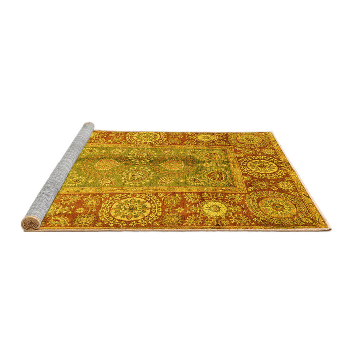 Sideview of Machine Washable Oriental Yellow Traditional Rug, wshabs3761yw