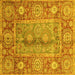 Square Machine Washable Oriental Yellow Traditional Rug, wshabs3761yw