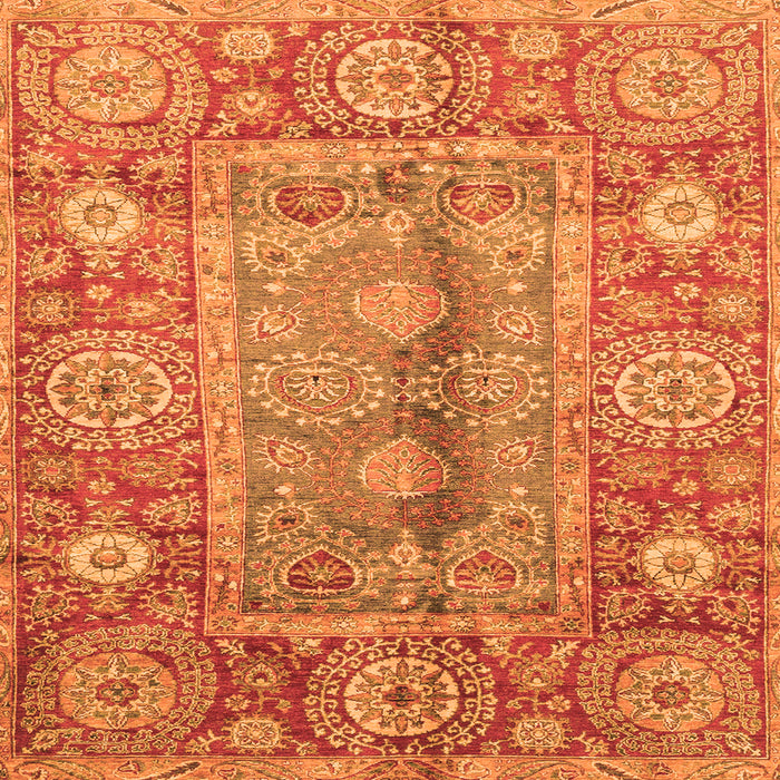 Square Oriental Orange Traditional Rug, abs3761org