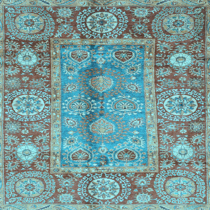 Square Machine Washable Oriental Light Blue Traditional Rug, wshabs3761lblu