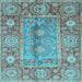 Square Machine Washable Oriental Light Blue Traditional Rug, wshabs3761lblu