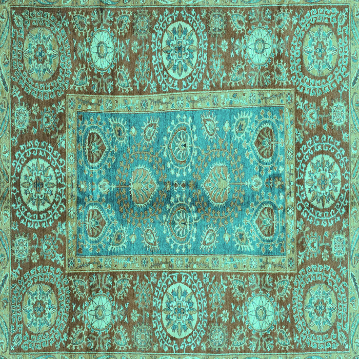 Square Oriental Turquoise Traditional Rug, abs3761turq