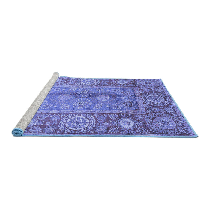 Sideview of Machine Washable Oriental Blue Traditional Rug, wshabs3761blu