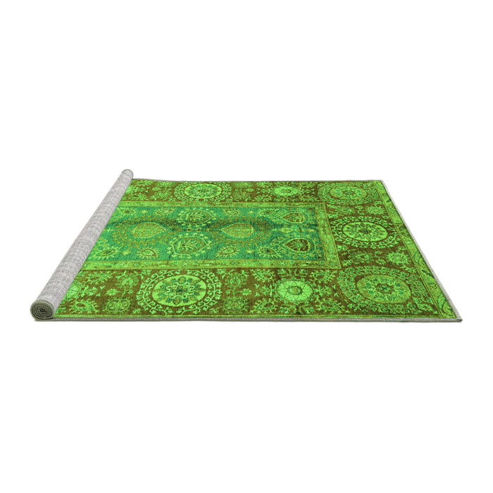 Sideview of Machine Washable Oriental Green Traditional Area Rugs, wshabs3761grn