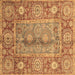 Square Oriental Brown Traditional Rug, abs3761brn