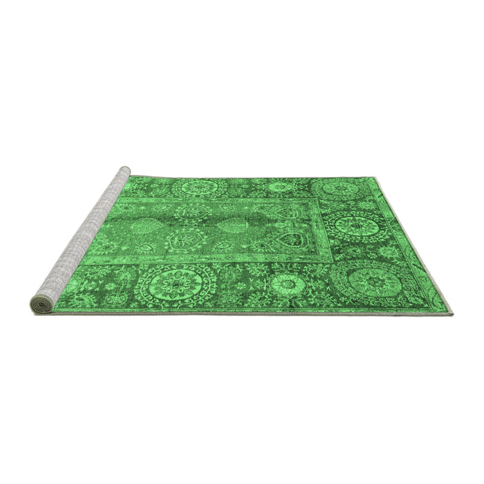 Sideview of Machine Washable Oriental Emerald Green Traditional Area Rugs, wshabs3761emgrn