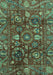 Machine Washable Oriental Turquoise Traditional Area Rugs, wshabs3762turq