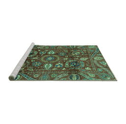 Sideview of Machine Washable Oriental Turquoise Traditional Area Rugs, wshabs3762turq