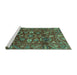 Sideview of Machine Washable Oriental Turquoise Traditional Area Rugs, wshabs3762turq