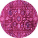 Round Oriental Pink Traditional Rug, abs3762pnk