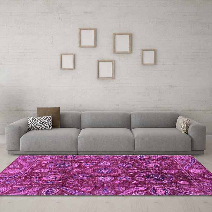 Machine Washable Oriental Purple Traditional Area Rugs in a Living Room, wshabs3762pur