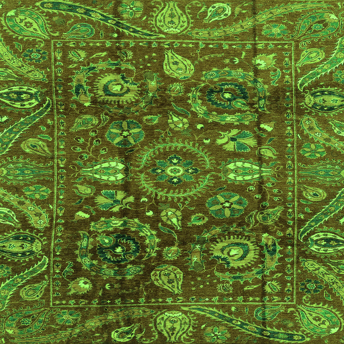 Square Machine Washable Oriental Green Traditional Area Rugs, wshabs3762grn