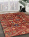 Abstract Chocolate Brown Oriental Rug in Family Room, abs3762