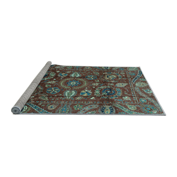 Sideview of Machine Washable Oriental Light Blue Traditional Rug, wshabs3762lblu