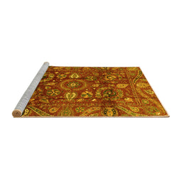 Sideview of Machine Washable Oriental Yellow Traditional Rug, wshabs3762yw
