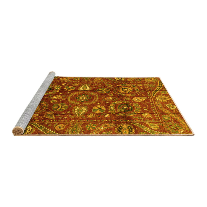 Sideview of Machine Washable Oriental Yellow Traditional Rug, wshabs3762yw