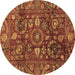 Round Oriental Brown Traditional Rug, abs3762brn