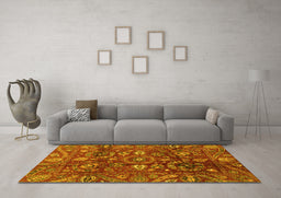 Machine Washable Oriental Yellow Traditional Rug in a Living Room, wshabs3762yw