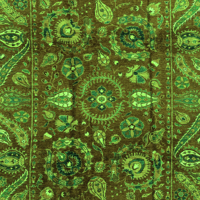 Machine Washable Oriental Green Traditional Area Rugs, wshabs3762grn