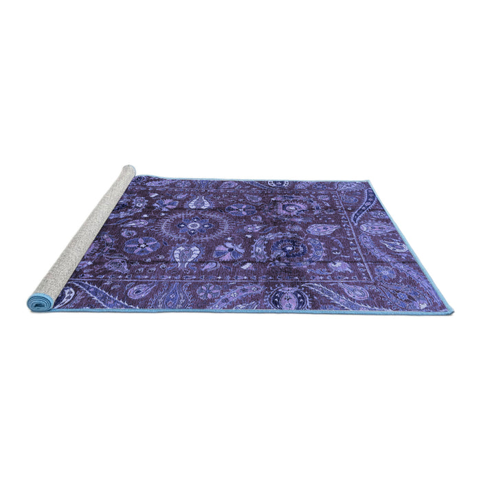Sideview of Machine Washable Oriental Blue Traditional Rug, wshabs3762blu