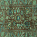 Square Machine Washable Oriental Turquoise Traditional Area Rugs, wshabs3762turq