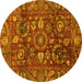 Round Oriental Yellow Traditional Rug, abs3762yw