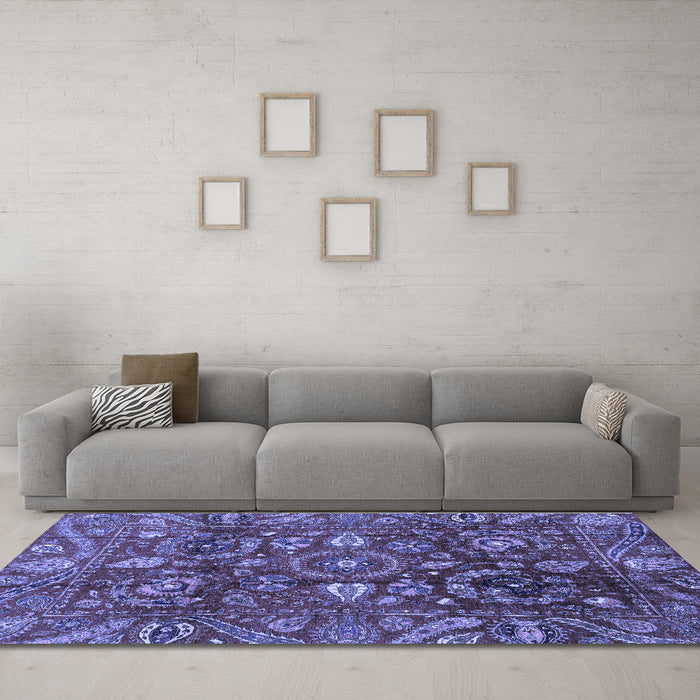 Machine Washable Oriental Blue Traditional Rug in a Living Room, wshabs3762blu