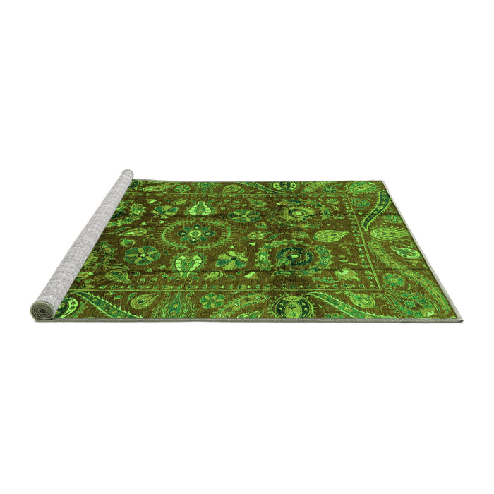 Sideview of Machine Washable Oriental Green Traditional Area Rugs, wshabs3762grn